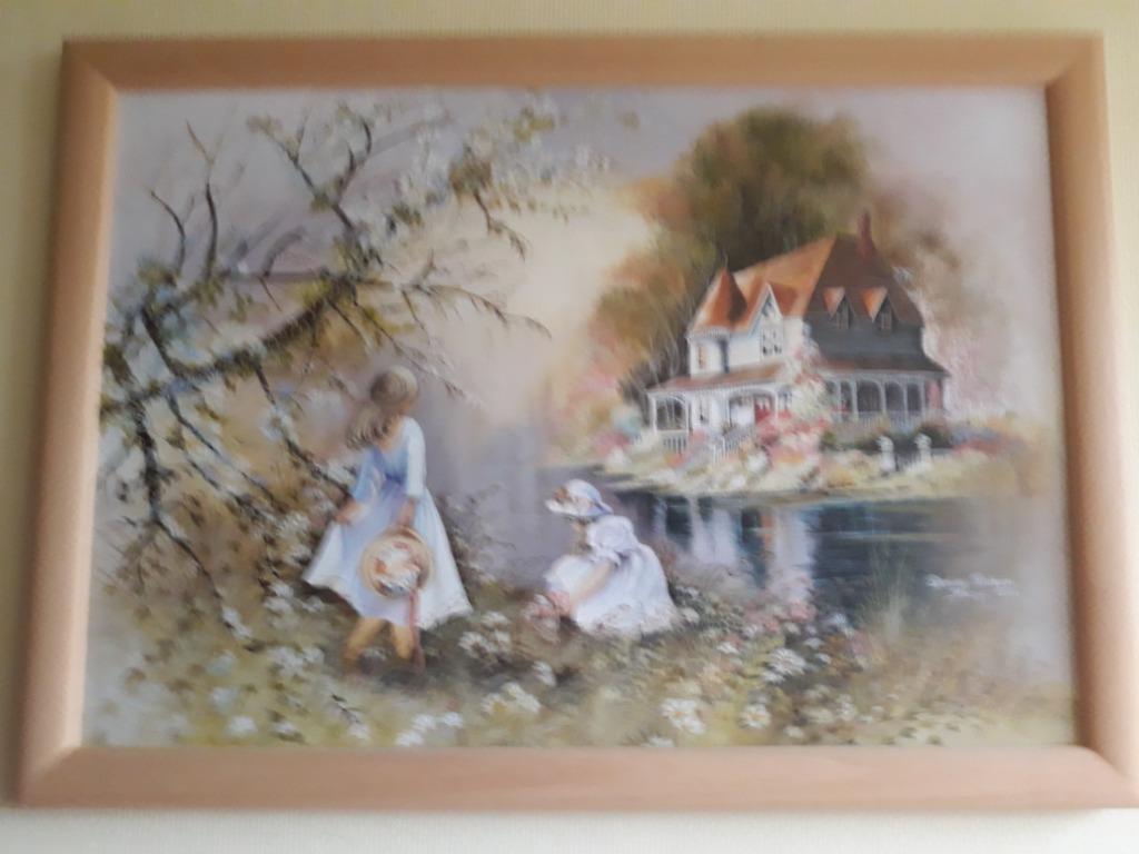 schilderij bloemplukkende meisjes, Ophalen