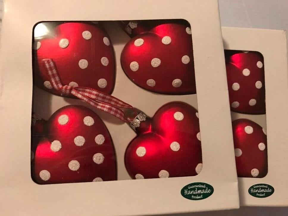 Lot de 4 cœurs de Noël (fragiles), Divers, Enlèvement ou Envoi, Comme neuf