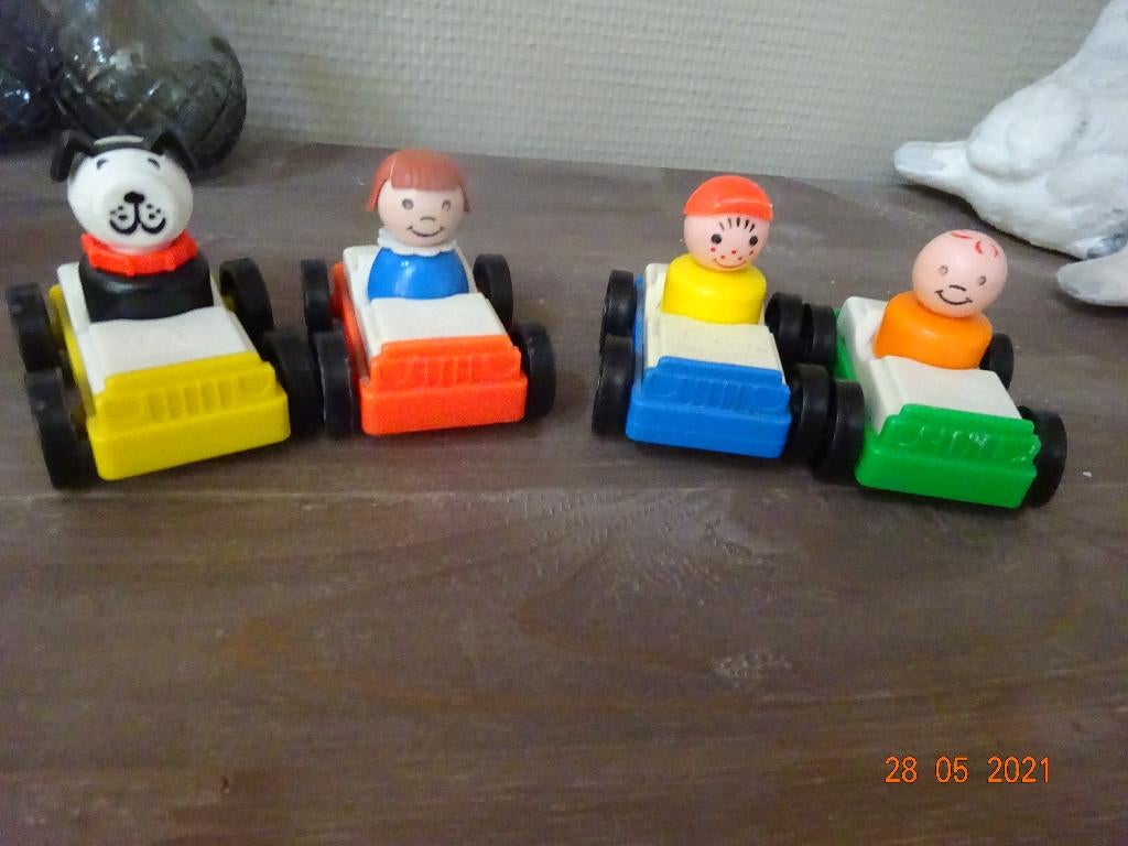 Fisher price,set 4 autootjes-popjes*VINTAGE*, Enlèvement ou Envoi