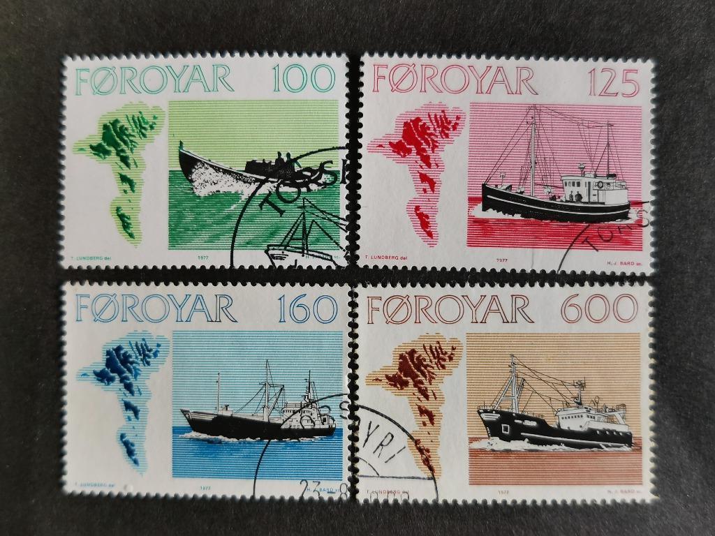 Îles Féroé/Foroyar 1977 - bateaux de pêche, navigation, Enlèvement ou Envoi, Danemark, Affranchi