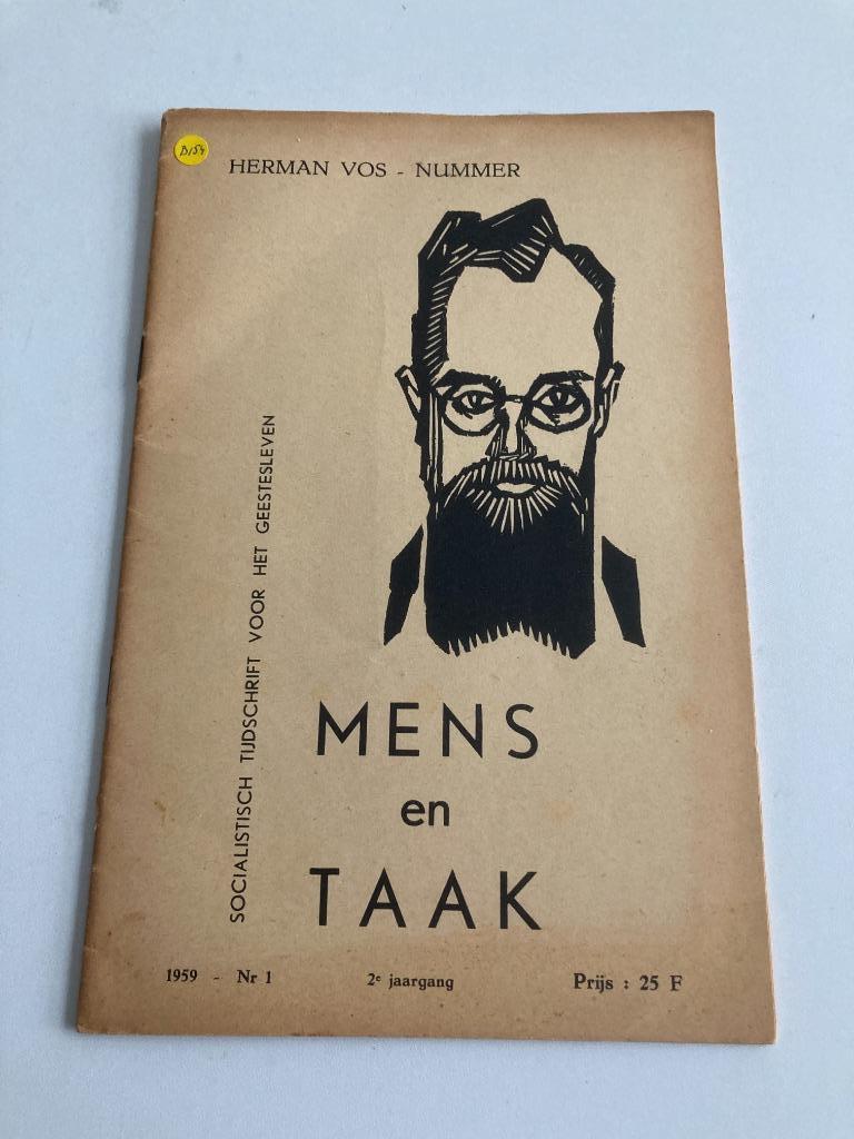 " Mens en Taak " nr 1 1959 "Herman Vos " Lino Lundstrom, Verzamelen, Tijdschriften, Kranten en Knipsels, Tijdschrift, 1940 tot 1960