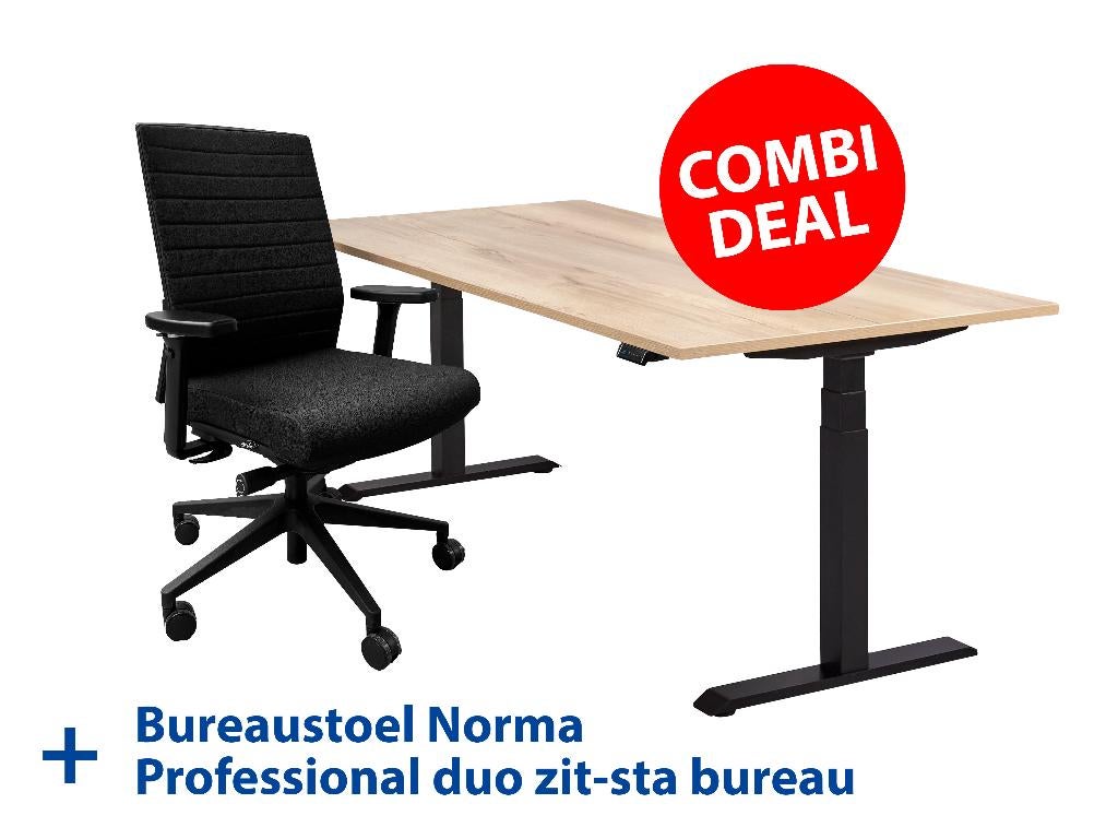 Combi deal Professional zit sta bureau + Norma bureaustoel, Computers en Software, Laptoptafels, Ophalen of Verzenden, In hoogte verstelbaar