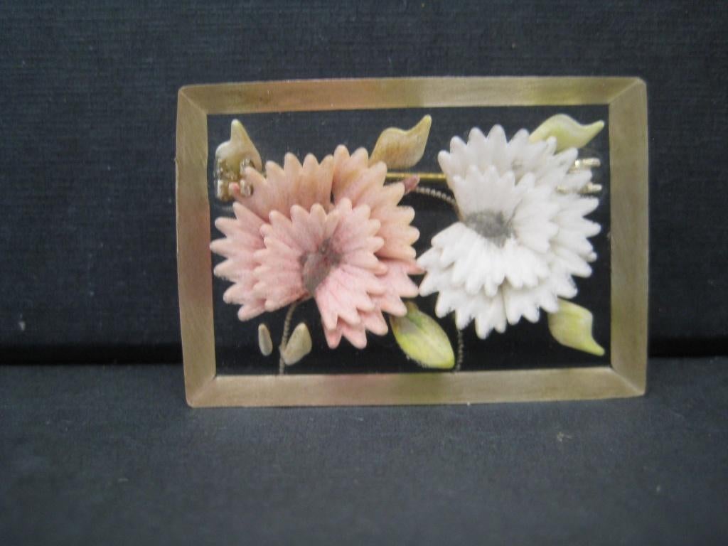 OUDE LUCITE BROCHE, Bijoux, Sacs & Beauté, Bijoux anciens, Enlèvement ou Envoi, Cuivre, Broche