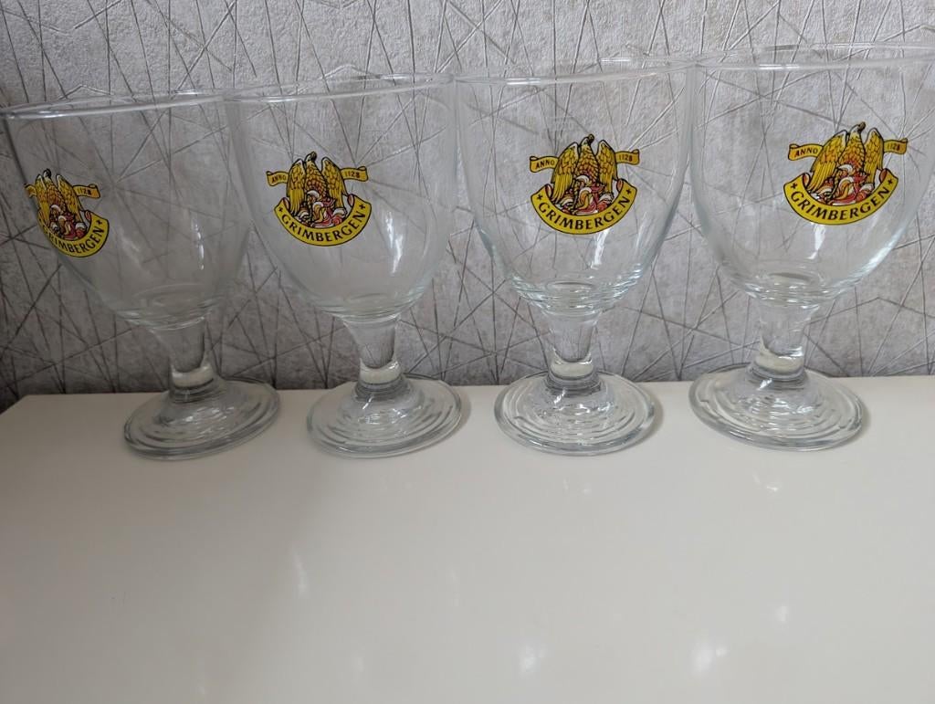 3 bierglazen Grimbergen Roussa, Ophalen of Verzenden, Zo goed als nieuw, Bierglas
