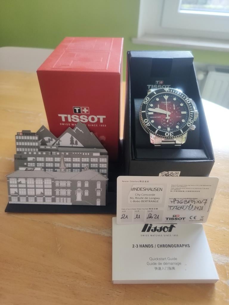 Montre Tissot Seastar T120417A noir/bordeau quartz chrono, Autres marques, Acier, Acier, Neuf
