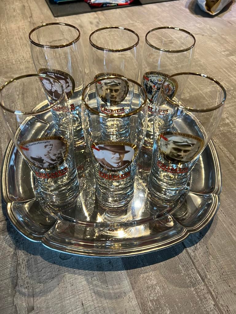 Oude bierglazen ronde van Vlaanderen, Verzamelen, Ophalen of Verzenden, Nieuw, Bierglas