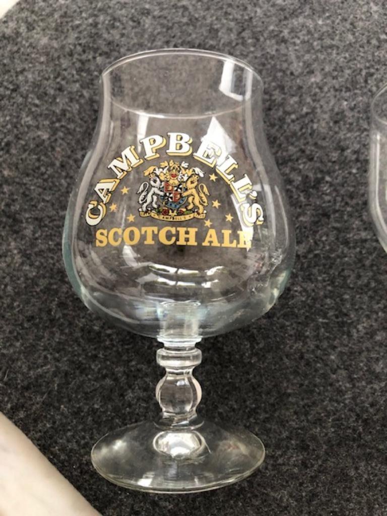 6 antieke bierglazen ,Campbell Scotch Ale, Verzamelen, Ophalen, Zo goed als nieuw, Bierglas