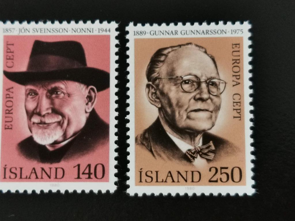 Islande 1980 - Europe CEPT - Islandais célèbres **, Enlèvement ou Envoi, Islande, Non oblitéré