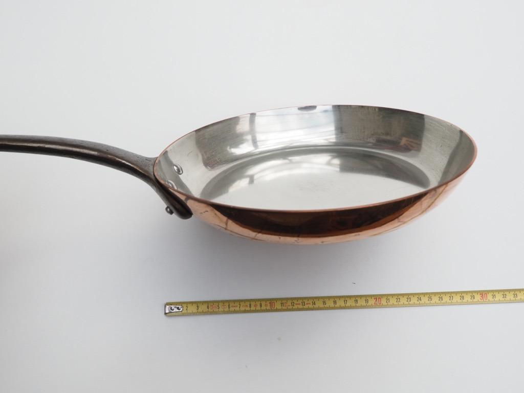 Poêle en cuivre étamé de 24,5 cm, Ophalen, Zo goed als nieuw, Overige materialen, Koekenpan of Braadpan