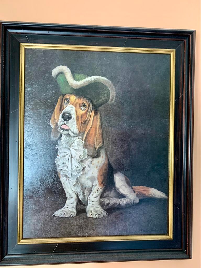 Décoration murale Bassett Hound avec chapeau d'amiral, Antiquités & Art, Art | Peinture | Classique, Enlèvement ou Envoi