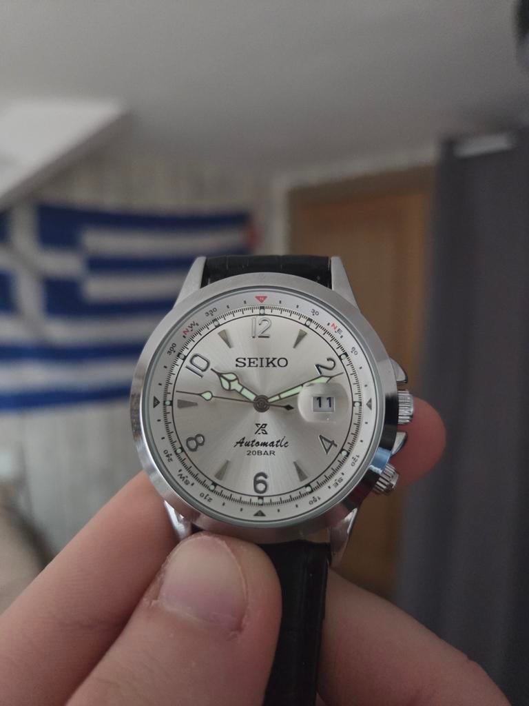 Seiko MOD Prospex Quartz horloge met leren band, Seiko, Leer, Staal, Polshorloge