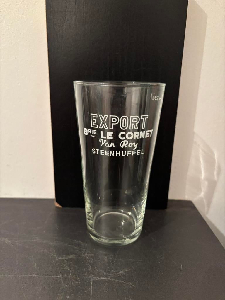 Oud bierglas Export Brie Le Export Van Roy Steenhuffel 33cl, Collections, Marques de bière, Enlèvement ou Envoi, Comme neuf, Verre ou Verres