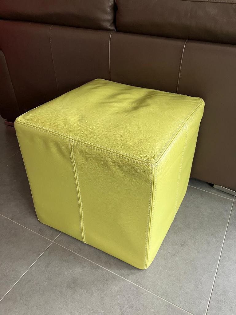 4x Lederen zit-pouf (H48cm - L51cm), Ophalen, Gebruikt, Leer