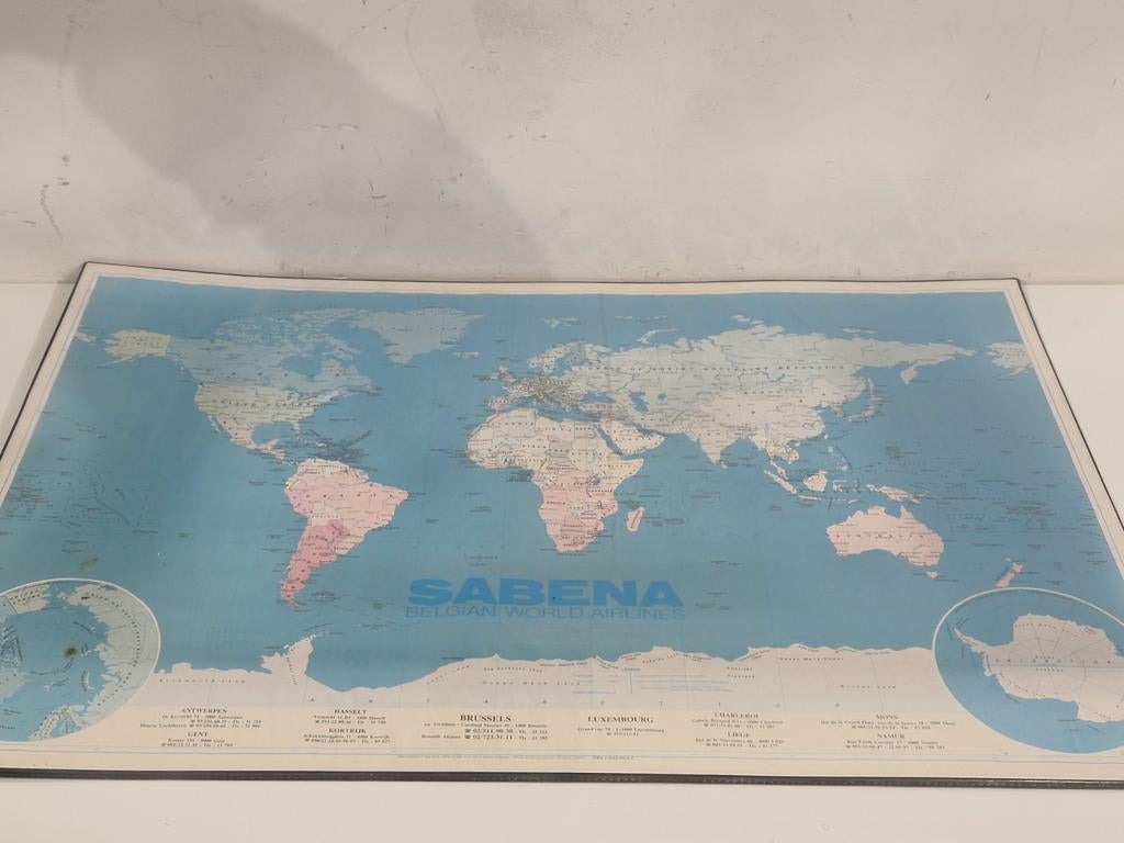 Bureaumap Sabena , bureau onderlegger , kaart in kunststof, Verzamelen, Ophalen of Verzenden, Gebruikt