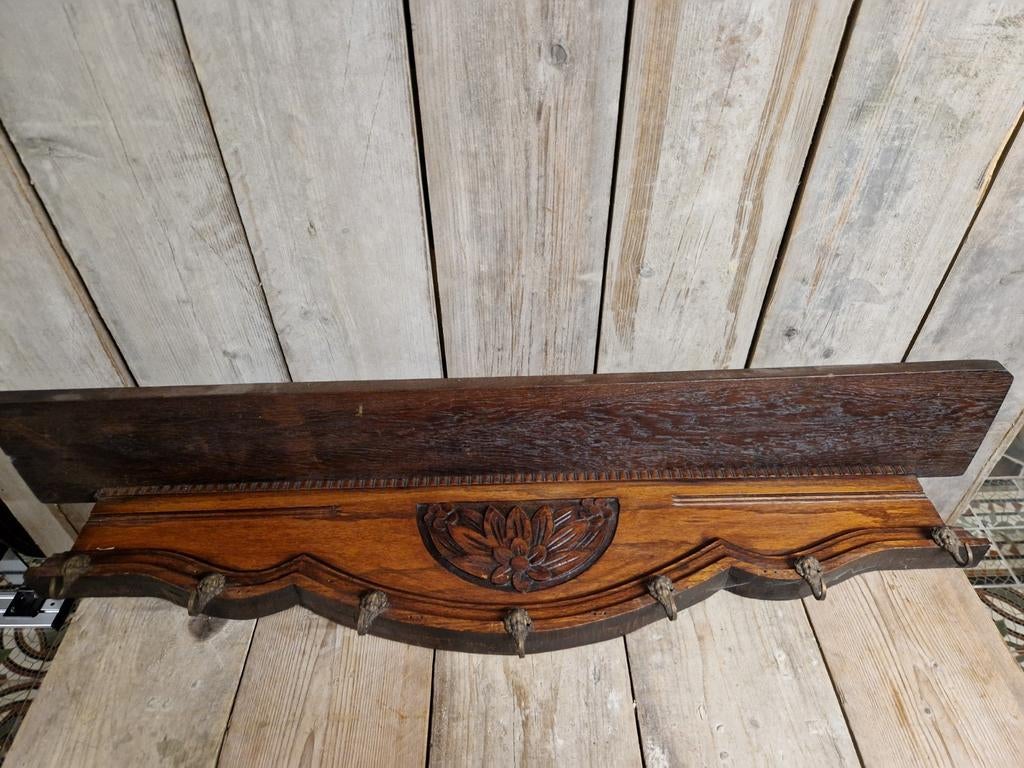 Antieke kapstok en hoedenplank, Ophalen, Zo goed als nieuw, Hout