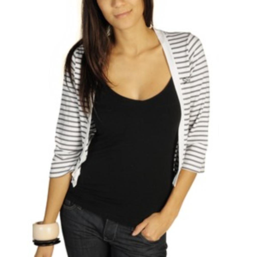 Gestreepte korte gilet van Velvet kitten - Maat small, Verzenden, Wit