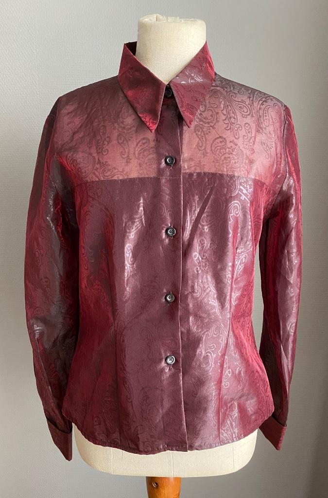 Bordeaux blouse met paisleymotief René Lezard maat M, Kleding | Dames, Blouses en Tunieken, Zo goed als nieuw, Maat 38/40 (M)