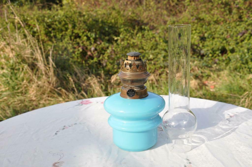 §  lampe a petrole de suspension en opaline bleu, Enlèvement ou Envoi