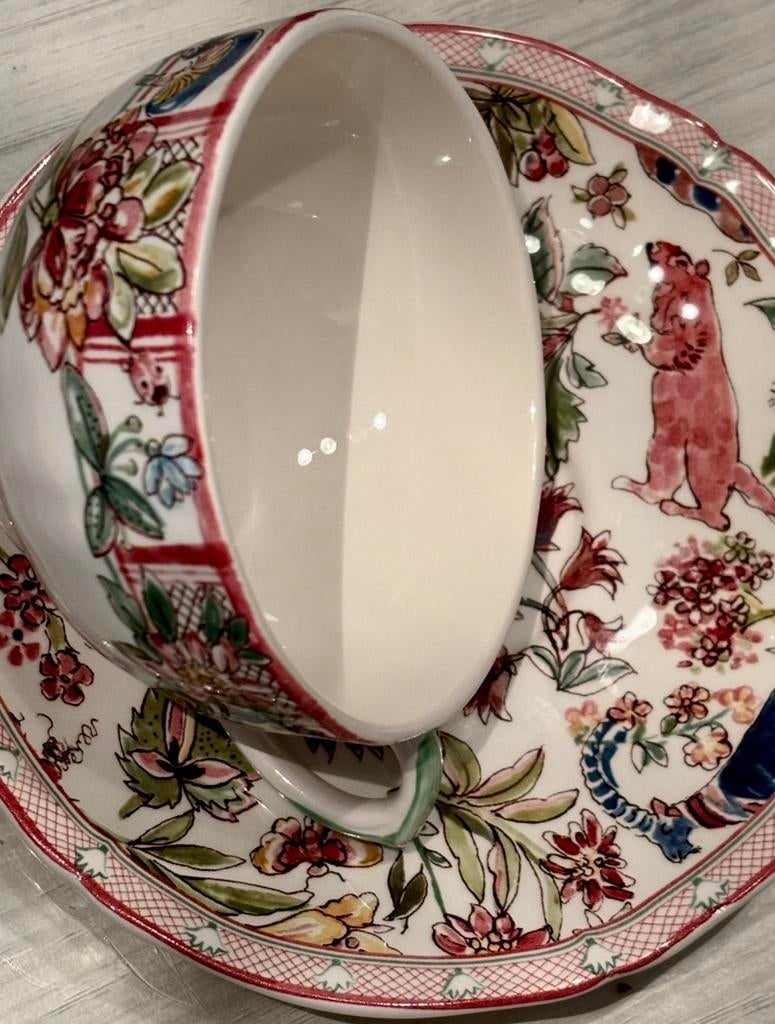 Tasse avec soucoupe Gien France Jardin Imaginaire, Ophalen