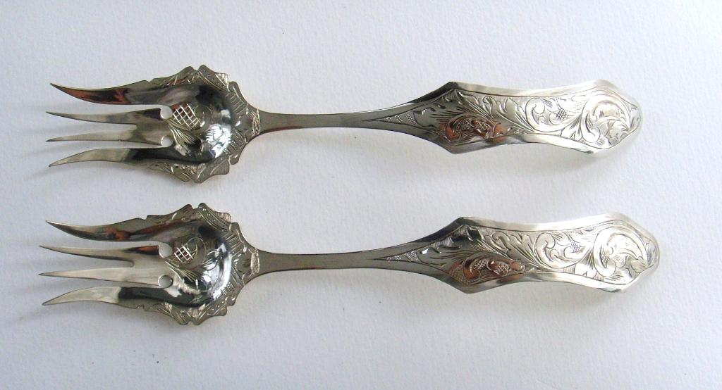 Ensemble de deux fourchettes à viande en argent holland 1849, Enlèvement ou Envoi, Argent