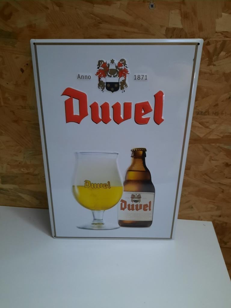 Blikken reclamebord duvel, Verzamelen, Ophalen of Verzenden, Zo goed als nieuw, Reclamebord