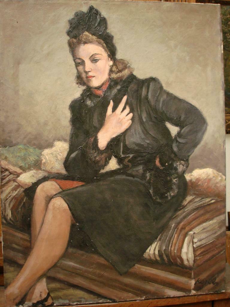 HENRI KERELS  °1896-1956 hst femme assise portrait, Enlèvement