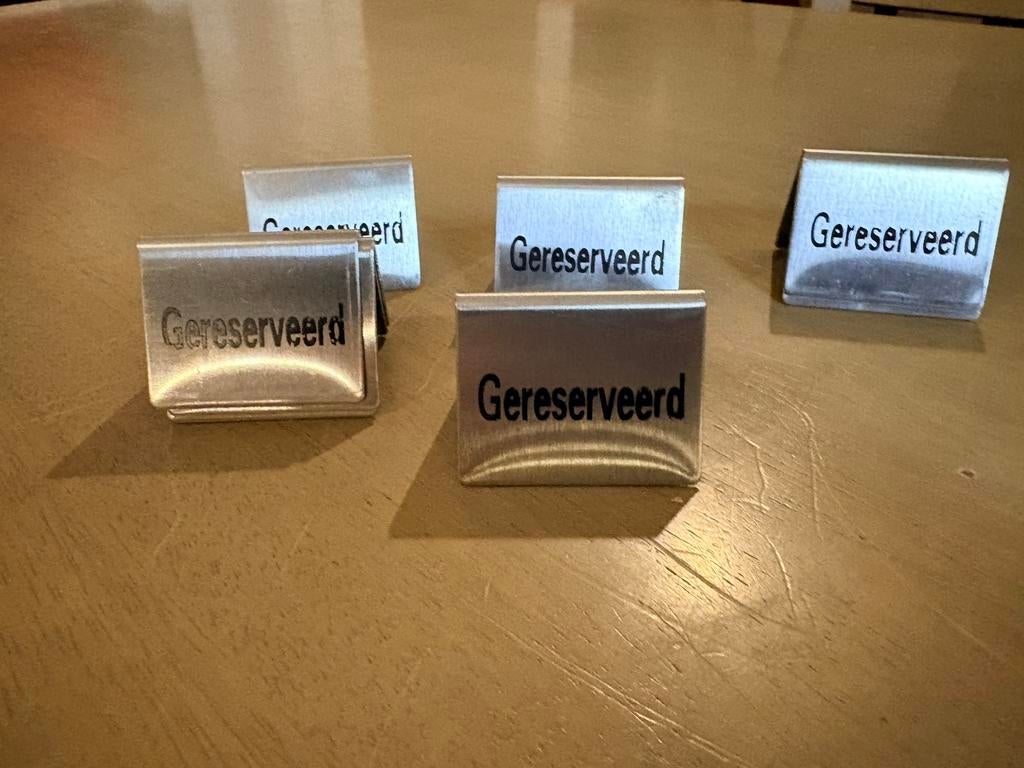8 inox plaatjes gereserveerd, Zakelijke goederen, Ophalen, Gebruikt, Tafelaankleding