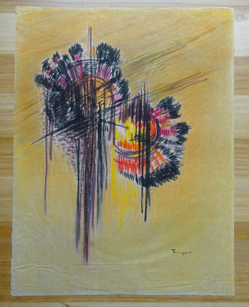 Suzanne Thienpont, pastel op papier, Compo,  50 x 40 cm, Enlèvement ou Envoi