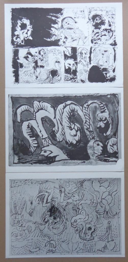 PIERRE ALECHINSKY / LOT VAN 3 STUKS / ZW-W LITHO / 32x45cm, Antiek en Kunst, Ophalen of Verzenden