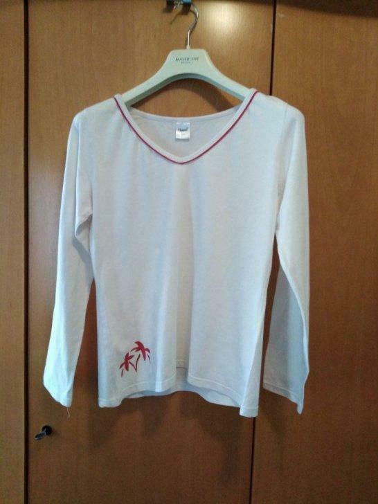 Longsleeve van het merk Queentex, Kleding | Dames, Ophalen of Verzenden, Gedragen, Maat 46/48 (XL) of groter, Wit