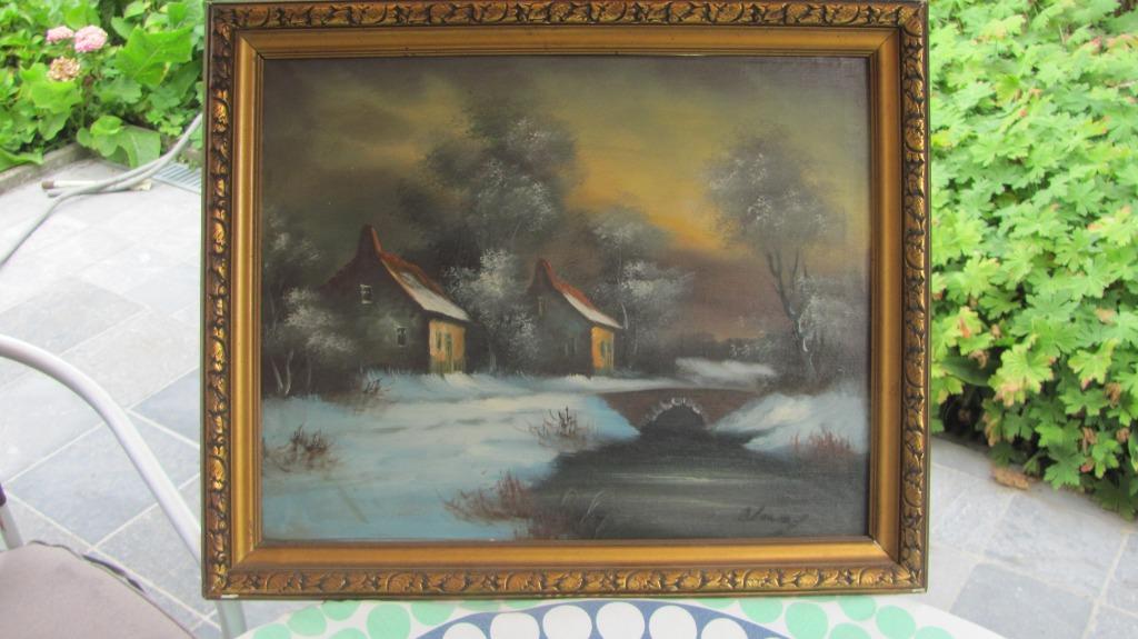 Schilderij  - sneeuwlandschap -, Antiek en Kunst, Ophalen