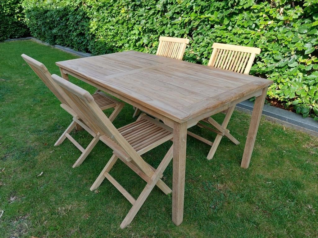 NIEUW Teak Tafel met 4 Teak Stoelen, Ophalen, Nieuw
