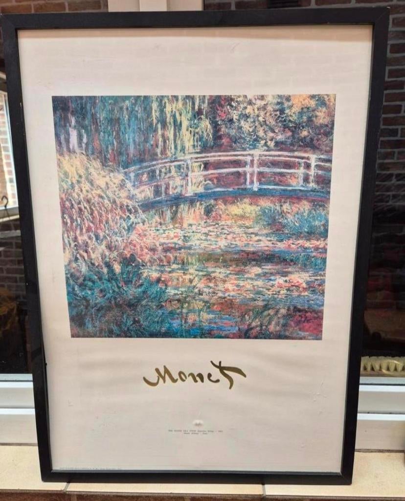 Grote vintage kader Monet- Japanese brug met Lily, Huis en Inrichting, Ophalen of Verzenden, Zo goed als nieuw