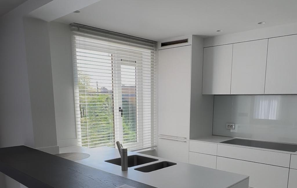 Splinternieuwe horizontale houten lamellen, Ophalen, 100 tot 150 cm, Wit, Nieuw