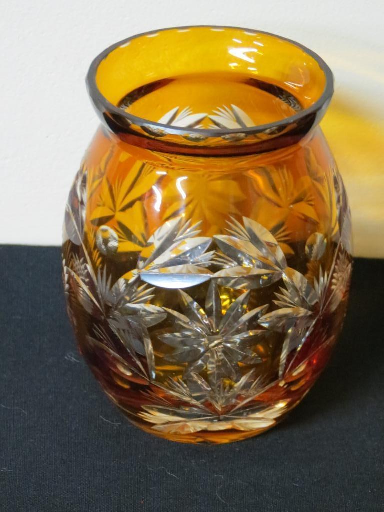 Geslepen glazen vaasje, Ophalen of Verzenden