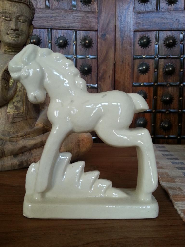 Cheval en céramique / faïence émaillée, Antiquités & Art, Antiquités | Céramique & Poterie, Enlèvement ou Envoi