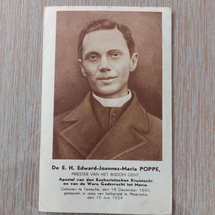 Oud bidprentje priester Poppe, Ophalen of Verzenden, Zo goed als nieuw