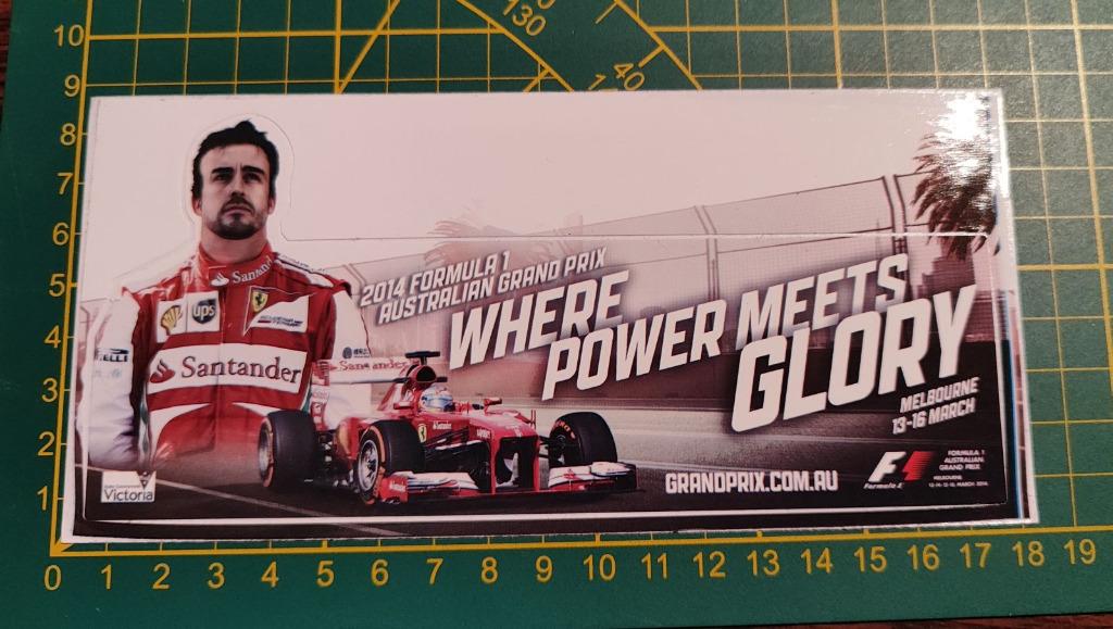 Sticker (2013 car) Ferrari Fernando Alonso 2014 Melbourne F1, Verzamelen, Ophalen of Verzenden, Zo goed als nieuw