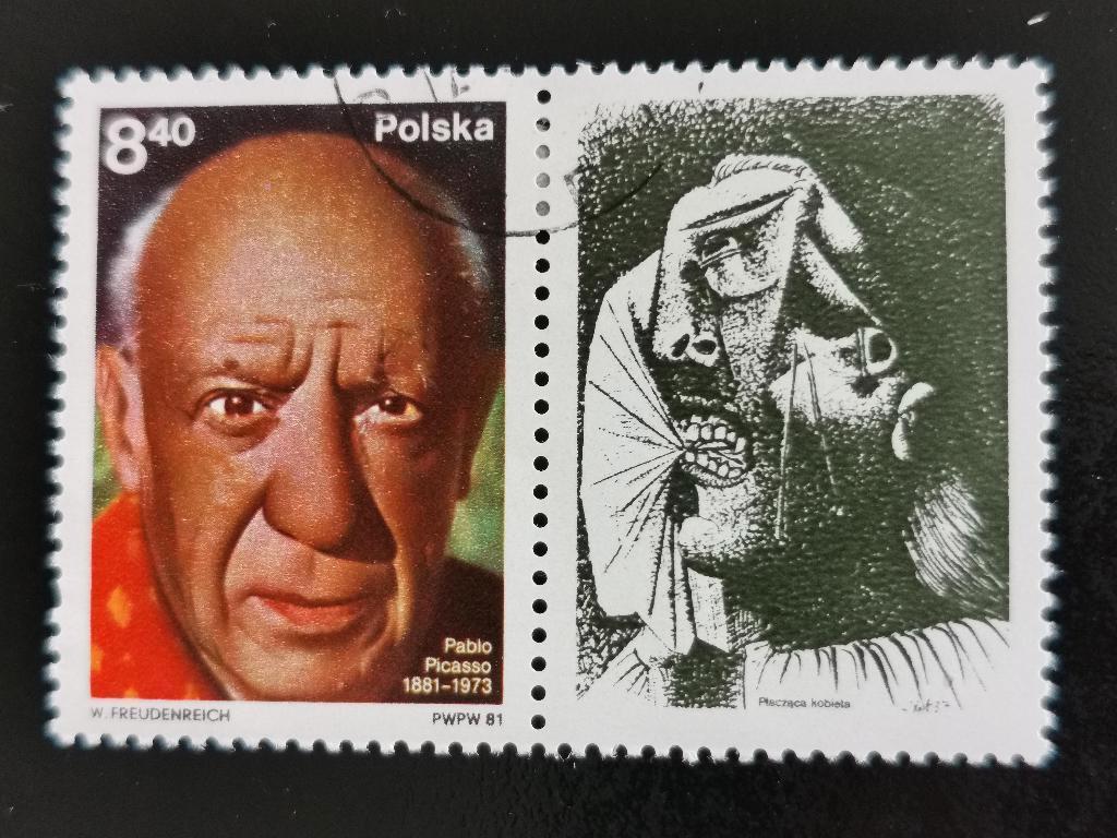 Polen 1981 - Pablo Picasso met vignet, schilderkunst, Ophalen of Verzenden, Polen, Gestempeld
