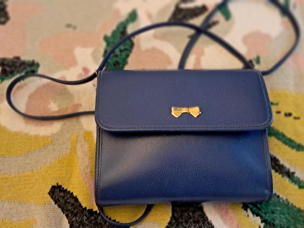 Nina Ricci handtas blauw leer in zeer goede staat, jaren 90, Handtassen en Accessoires, Ophalen of Verzenden, Blauw, Handtas