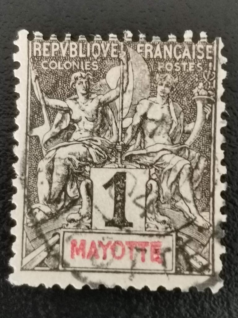 Mayotte 1892 - Franse kolonie - koloniale allegorie, Ophalen of Verzenden, Overige landen, Gestempeld
