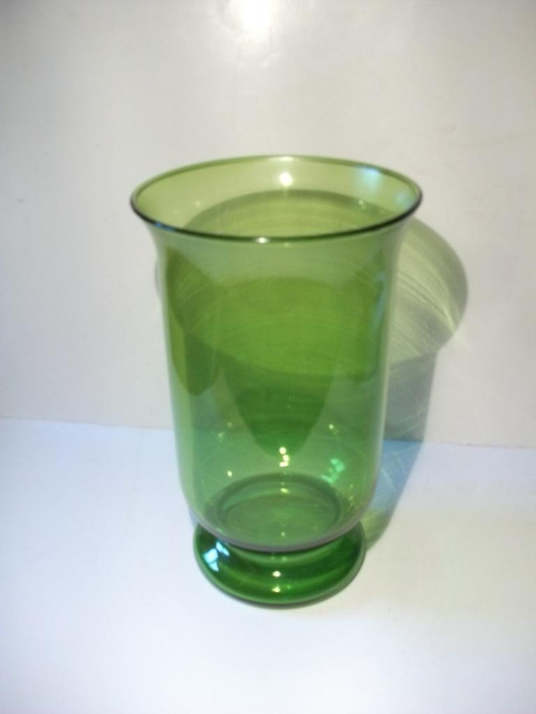 Grote groene glazen vaas, Moins de 50 cm, Comme neuf, Verre, Vert
