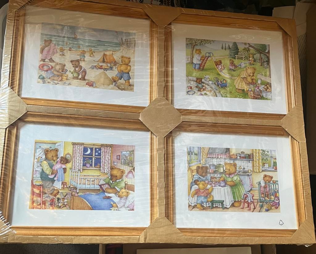 Set van 4 kaders met berenmotieven nieuw in verpakking, Ophalen, Nieuw, Wanddecoratie