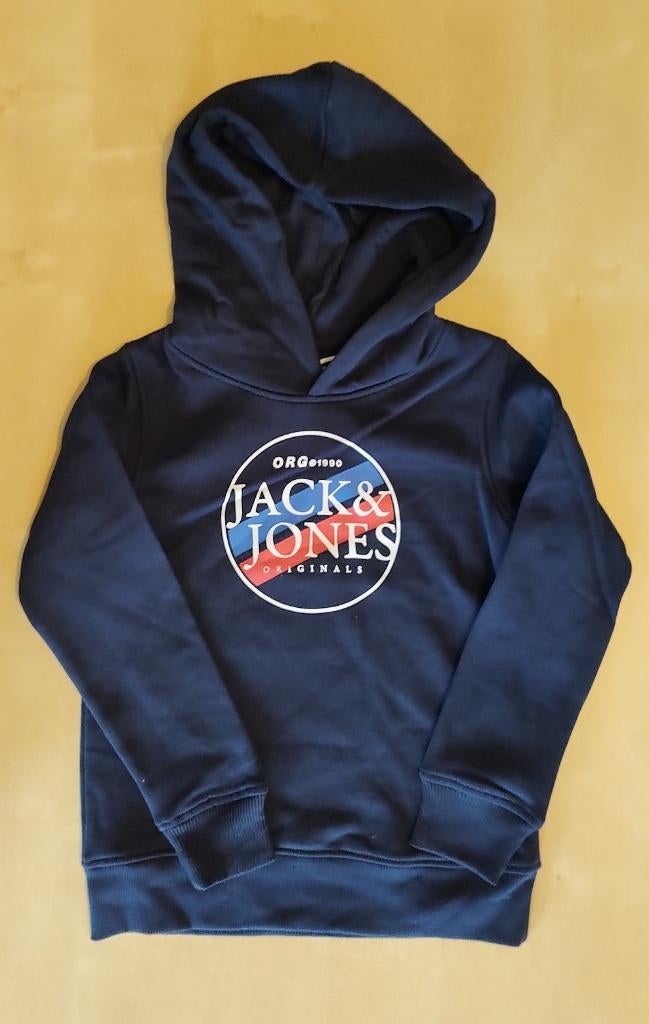 Mooie donkerblauwe hoody Jack & Jones, maat 128 (nieuw), Trui of Vest, Nieuw, Ophalen of Verzenden, Jongen