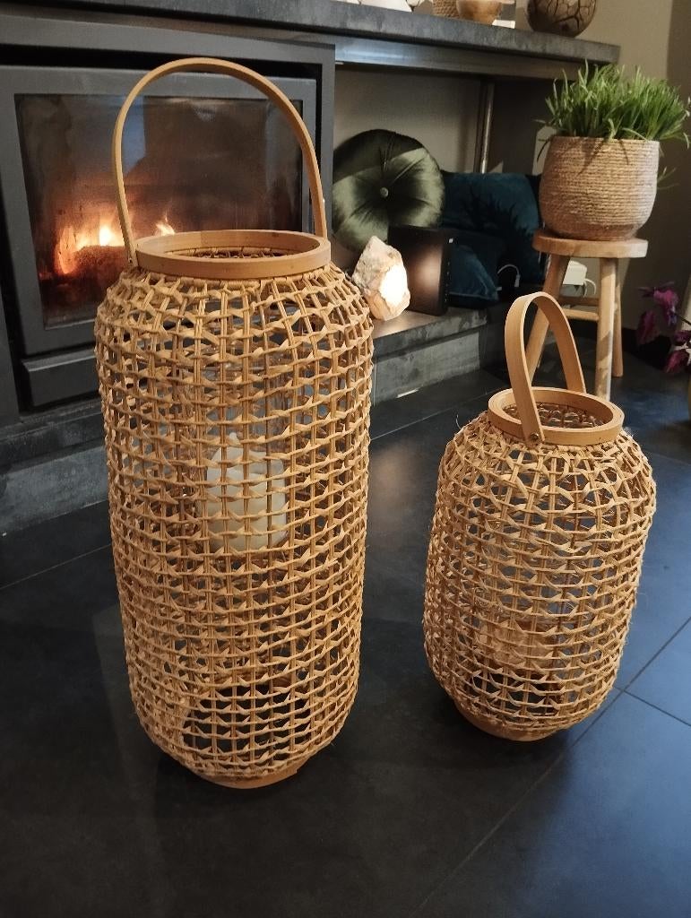 Photophores en jonc tressé, Maison & Meubles, Accessoires pour la Maison | Bougeoirs & Bougies, Comme neuf, Enlèvement