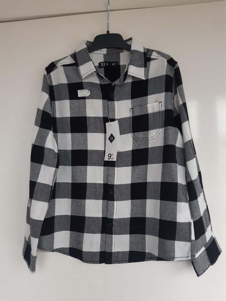 NIEUW ! Mooi zwart-wit geruit hemd maat 116, Ophalen, Nieuw
