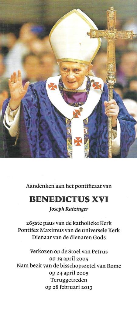 Kaart : Paus Benedictus XVI - N.a.v. zijn terugtreding., Verzamelen, Ophalen of Verzenden, Nieuw, Kaart of Prent, Christendom | Katholiek