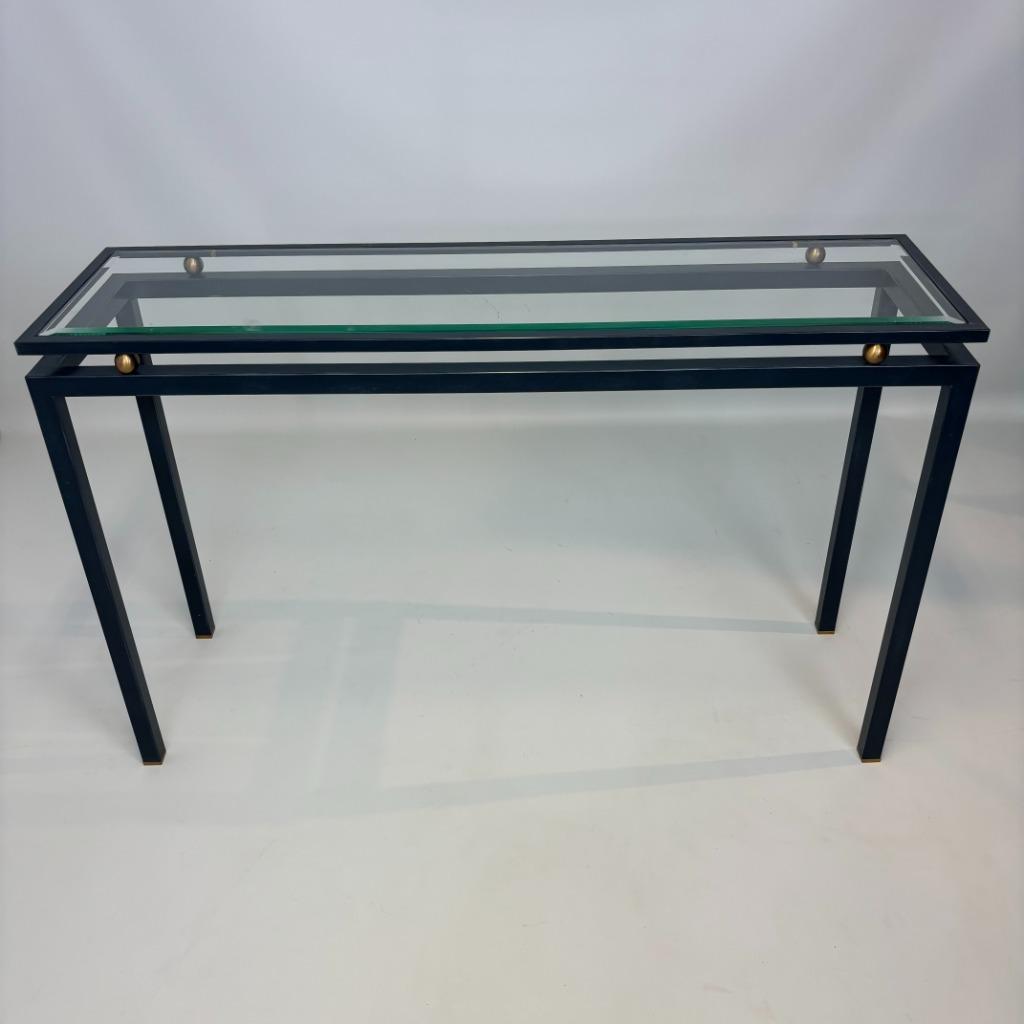 Modernistische console, Huis en Inrichting, Tafels | Sidetables, Gebruikt, 25 tot 50 cm, 100 tot 150 cm, Rechthoekig, Glas, Metaal