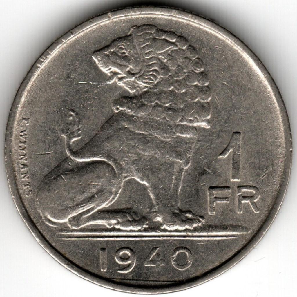 Belgique : 1 Frank 1940 NL - FR Morin 460 Réf 16330, Enlèvement ou Envoi, Métal, Monnaie en vrac