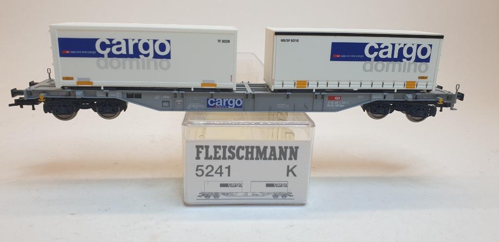 Fleischmann 5241 K Containerwagon SBB Cargo (3), Enlèvement ou Envoi, Fleischmann, Wagon, Comme neuf